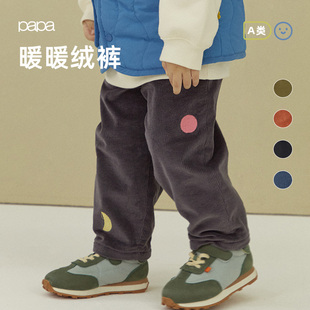 加厚保暖洋气秋冬 子灯芯绒男女宝宝休闲长裤 papa爬爬新款 儿童裤