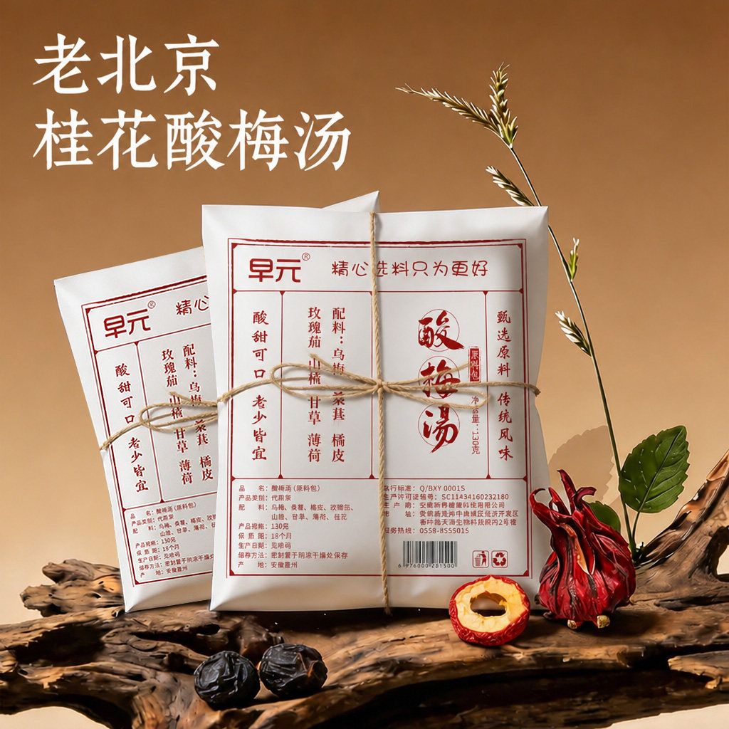 桂花酸梅汤原材料包正宗老北京桂花酸梅汤乌梅汁酸梅汁煮水饭店喝