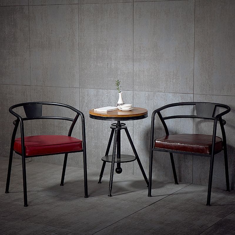 工业风铁艺餐椅 美式皮革沙发休闲椅凳子 loft咖啡厅家用圆桌椅子