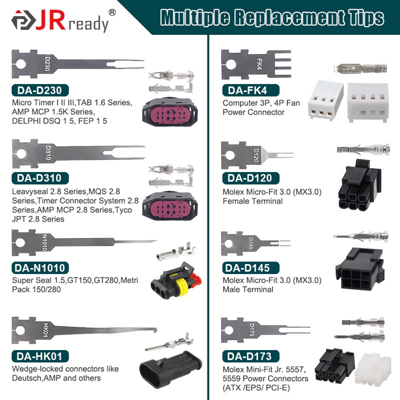 JRready 退针器电脑连接器大众奥迪线束插头5557端子推针拆卸工具