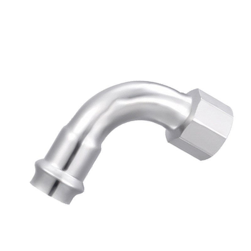 快装双卡压薄壁弯头卫生级304L不锈钢双卡压90度内丝弯头水管件