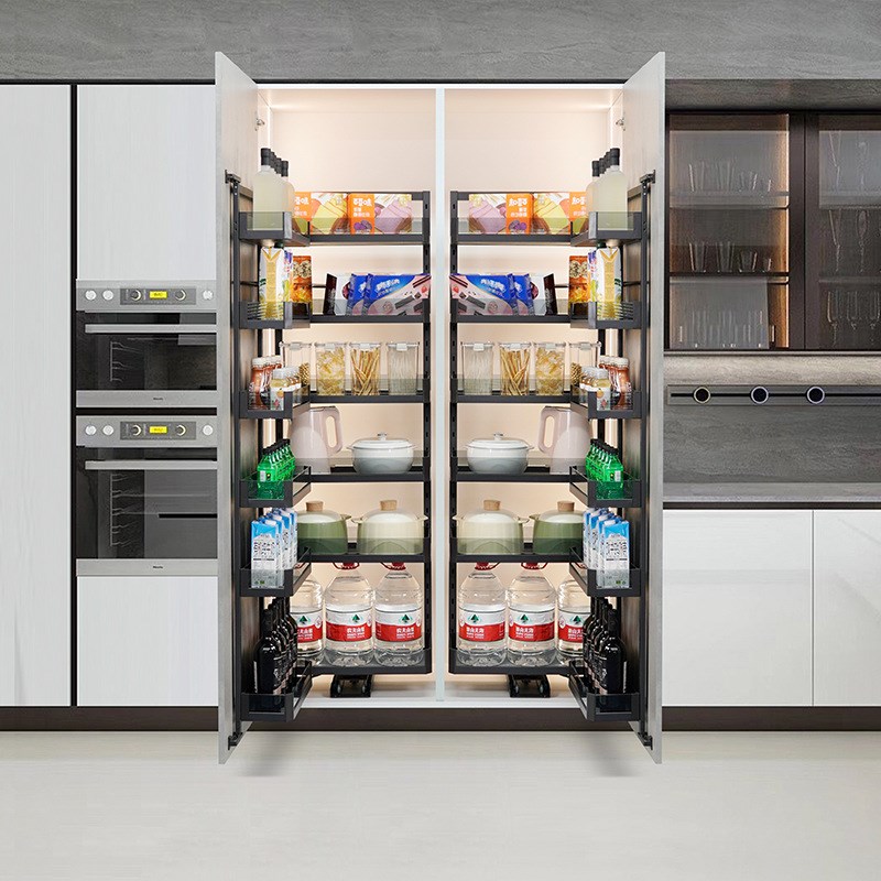 大怪物高柜拉篮厨房橱柜高深餐边调味篮零食储藏柜收纳开门联动篮