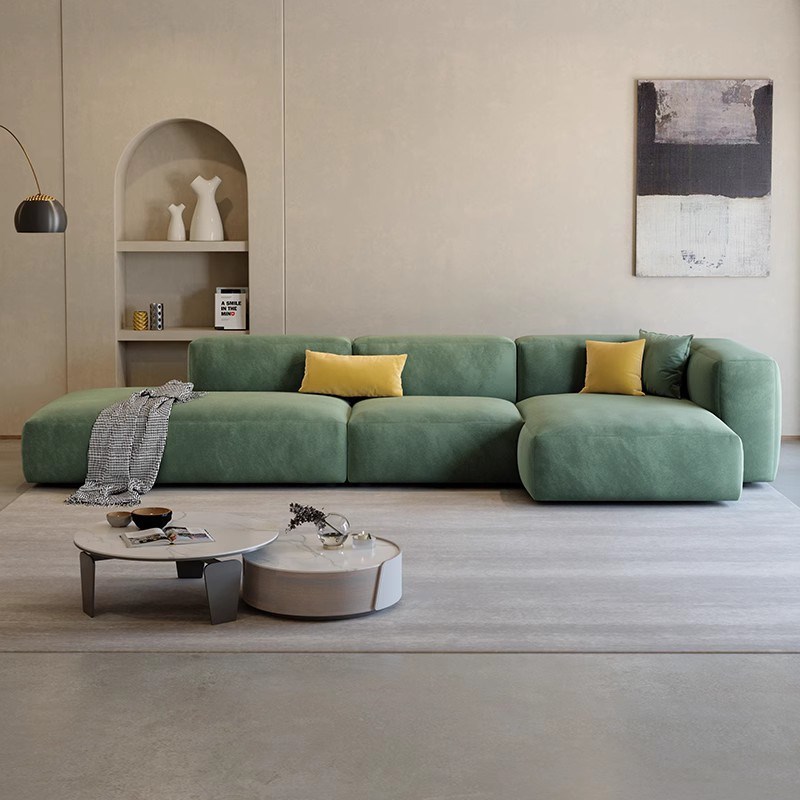 北欧轻奢麂皮绒贵妃沙发意式极简科技大户型直排转角贵妃组合沙发