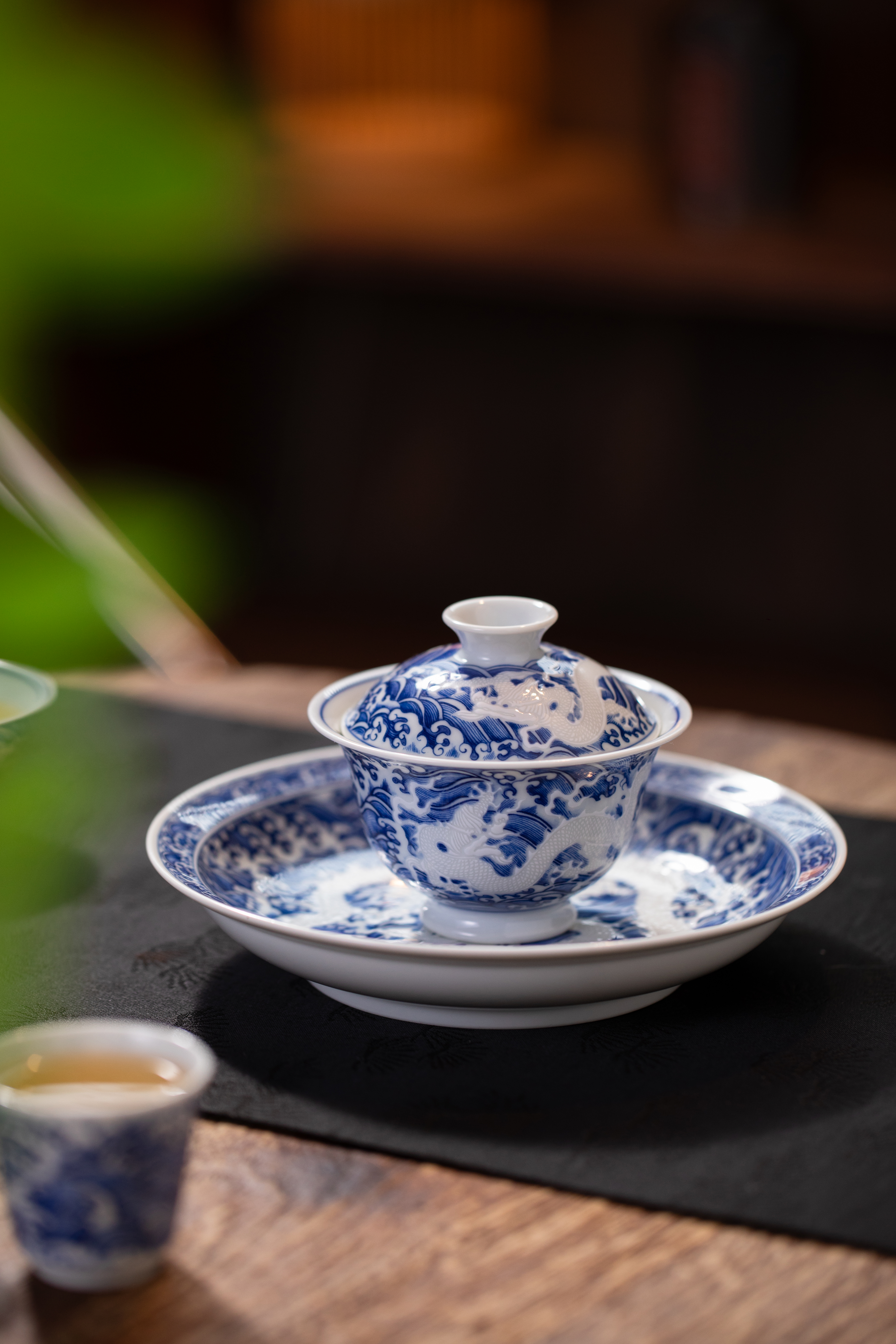 景德镇手工海水纹盖碗茶杯套装家用泡茶碗陶瓷功夫茶具茶杯主人杯