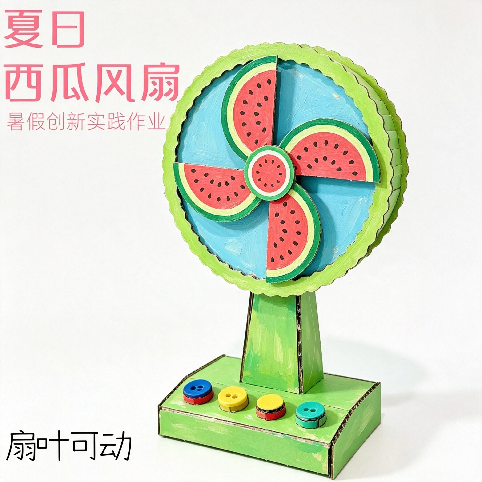 变废为宝科技小制作夏日西瓜风扇幼儿园儿童教玩具手工diy材料包