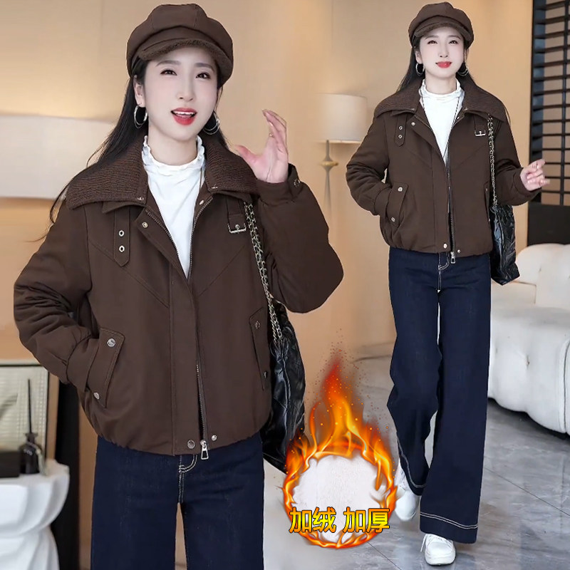 翻领加绒加厚派克服女短款外套券后138元