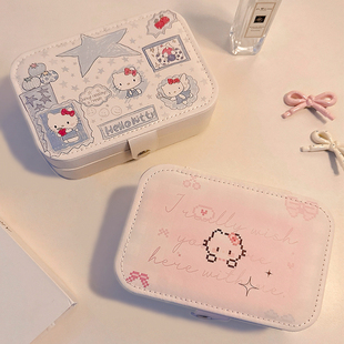 可爱猫咪首饰盒女便携大容量旅行耳钉戒指项链手饰品收纳盒小型