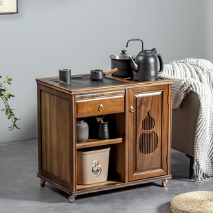胡桃木可移动茶水柜实木边柜烧水壶一体茶车家用泡茶桌茶几小茶台