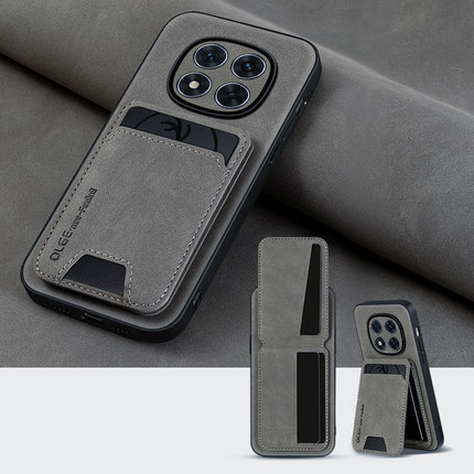 羊巴皮卡包支架适用红米Note 14Pro+手机壳卡槽零钱包收纳note14pro新款Redmi 13Pro高档皮纹5G全包防摔Turbo