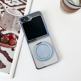 适用三星zflip6折叠手机壳360旋转支架flip5专用外壳zfilp4新款透明filp3电镀边w24全包超薄w23Flip防摔硬壳