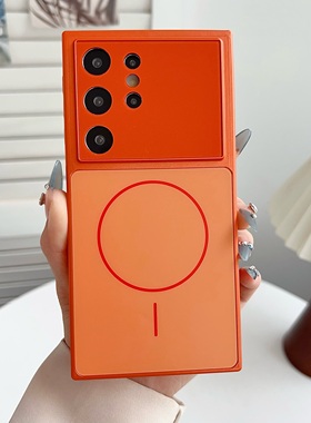 电镀大视窗适用于三星s25Ultra手机壳磁吸充电s26+新款磨砂s24plus全包防摔s25高级感男女s23ultra硅胶保护套