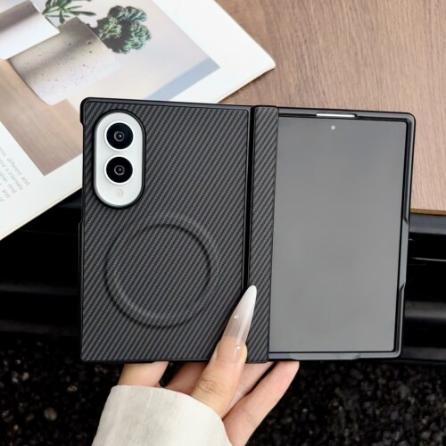 磁吸碳纤维纹三件套适用于三星zfold8折叠屏手机壳新款ZFold8Ultra中轴SansungZFOLD6硬防摔zfold7保护套543