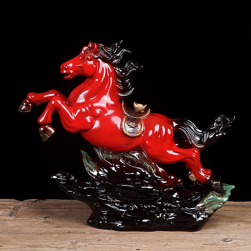 招财马到成功陶瓷骏马摆件