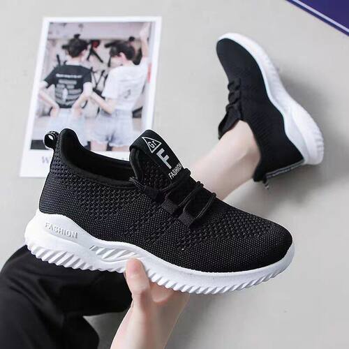 鞋子女2022新款外贸女鞋飞织网面跑步鞋shoes软底休闲运动鞋女