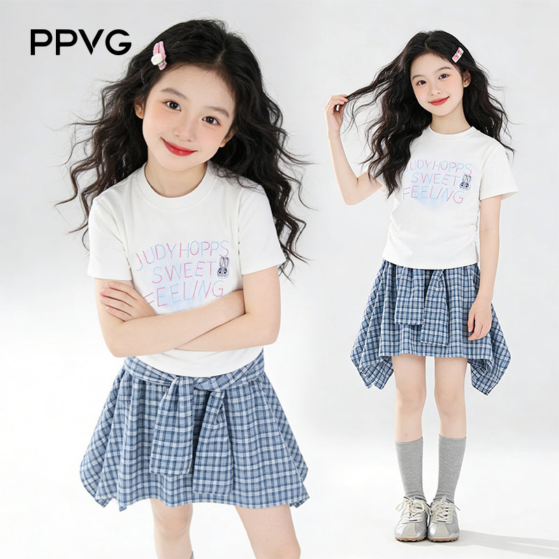 PPVG女童夏季亲肤透气短袖T恤