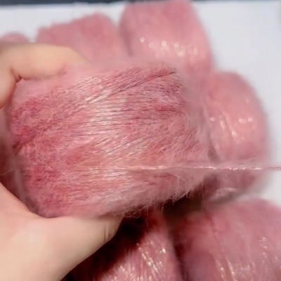 新品红眼泪闪丝亮片马海毛蓝眼泪沙漠玫瑰长毛中粗围巾帽子毛线团