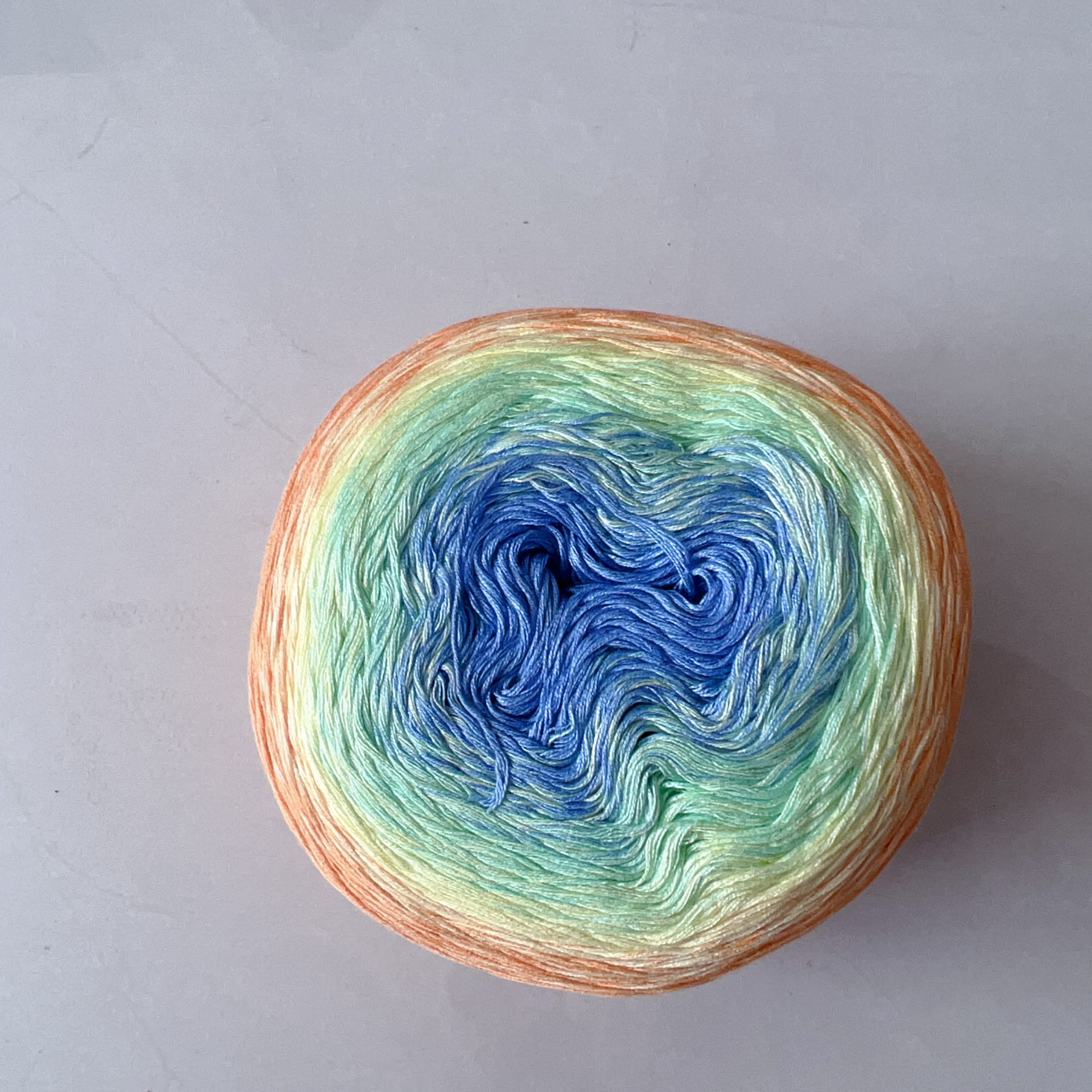 渐变蛋糕线手混渐变长段染春夏细毛线披肩裙子手工编织diy材料包