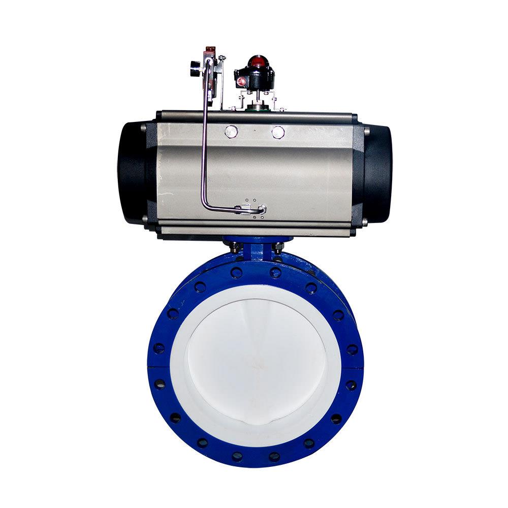 法兰气动衬氟蝶阀F4气动蝶阀F46工业级气动衬氟法兰蝶阀全衬蝶阀