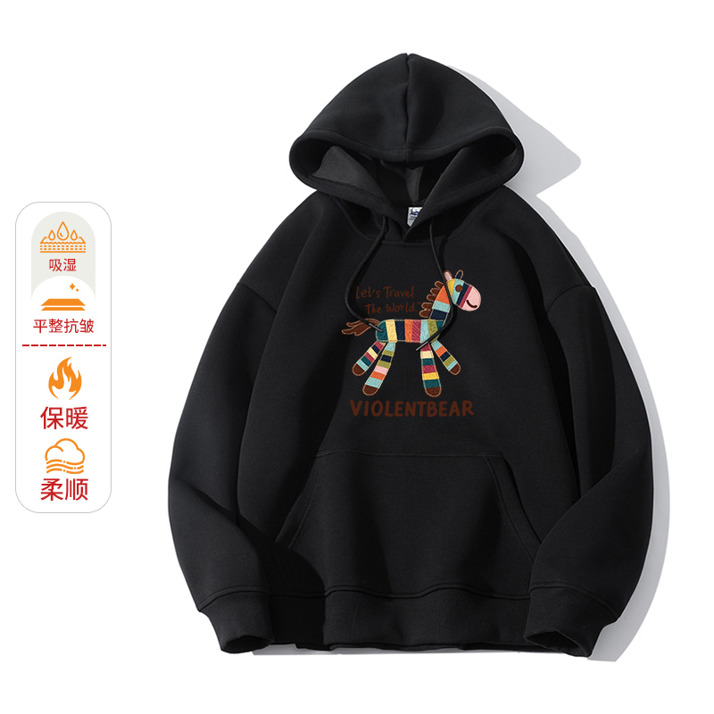 暴力熊印花连帽卫衣男秋冬高级感