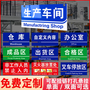 工厂生产车间仓库房标识牌分区牌区域划分类挂牌门牌定做吊牌成品区检验区不合格物料货架办公指示标志牌定制