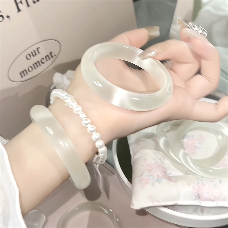 【冰椰奶冻】白月光手镯女白色猫眼石荔枝冻高冰