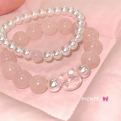 天然粉水晶贝珠手链礼物你
