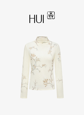 HUI卉精纺莱赛尔绵羊毛堆堆领毛衫玉兰白色/美人焦橙色2025新款