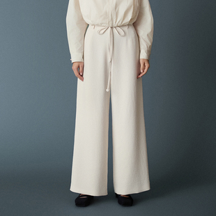 裤 西装 剪裁长裤 2026春季 HUI卉仿麻肌理绳编纽扣腰绳阔版 新款 经典