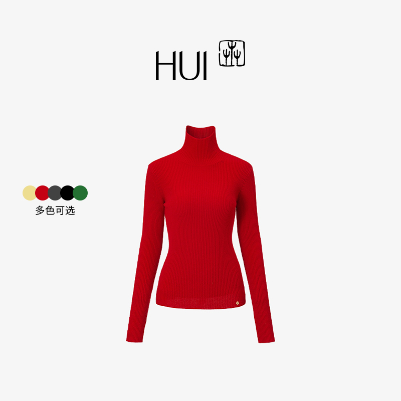 HUI卉100%绵羊毛多色打底针织衫