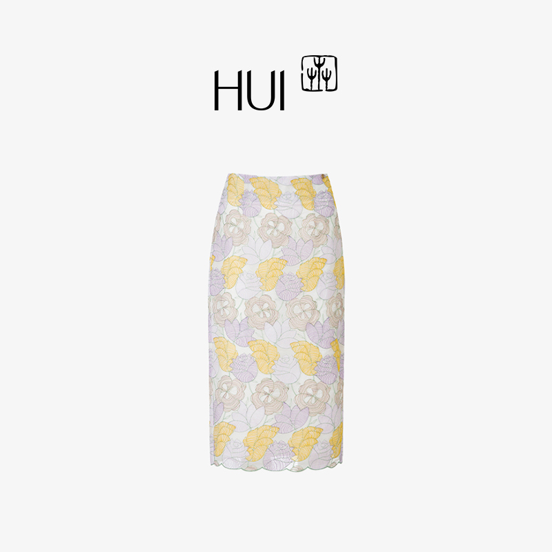 HUI卉王艳同款彩蝶绮罗蕾丝半裙