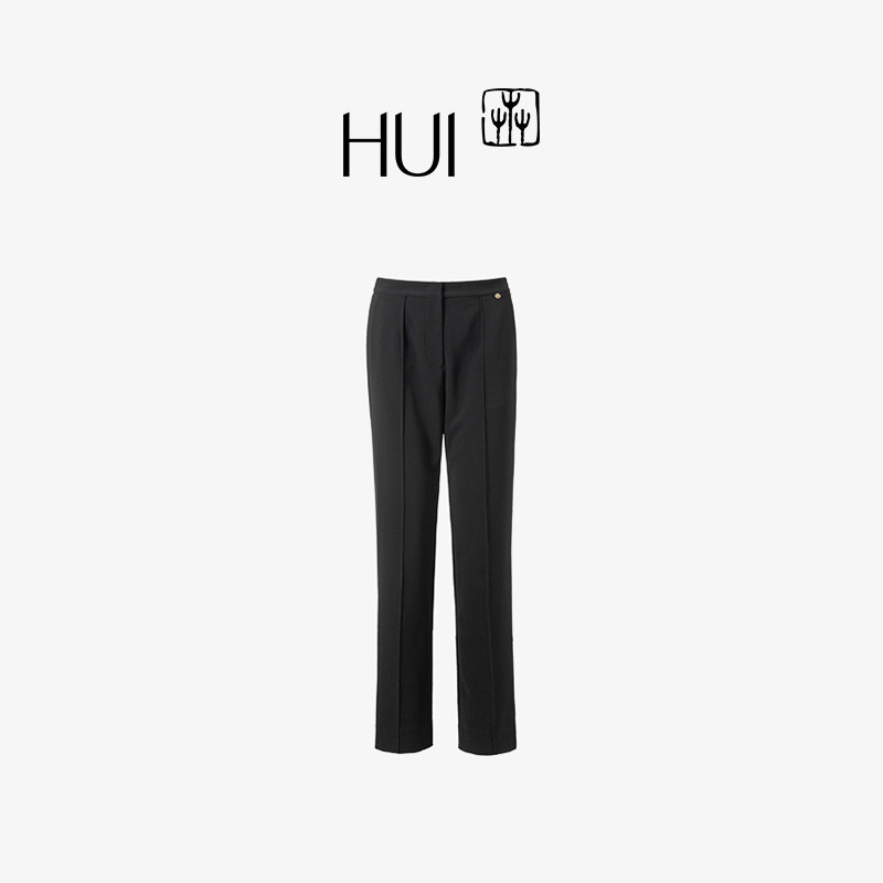 HUI卉双色可选经典弹力T字修身复古显瘦拼接中腰高级感西装裤子女
