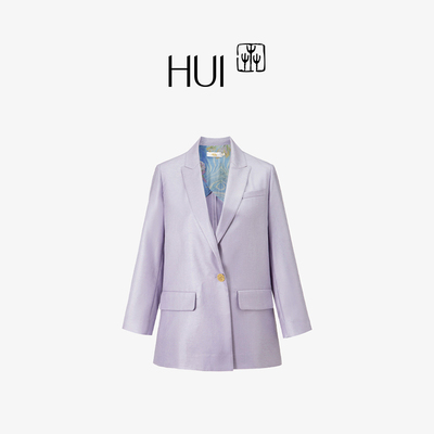 HUI卉丝光SPH纱线七分袖西装外套