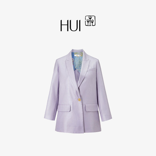 HUI卉丝光SPH纱线七分袖西装外套