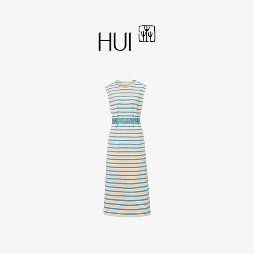 HUI卉定织丝光长绒棉刺绣连衣裙