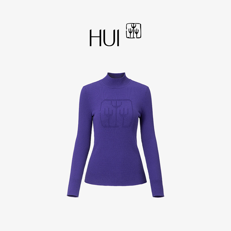 HUI卉精纺绵羊毛针织套头毛衫