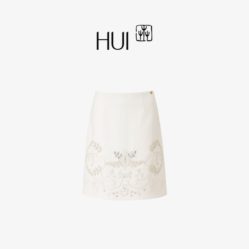 HUI卉非遗手工管珠A字包臀半身裙