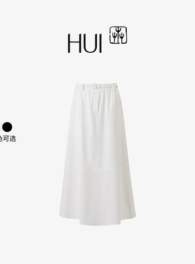 HUI卉双色可选针线纹理肌理SPH斜纹挺括有型时尚休闲A字摆半身裙