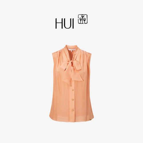 HUI卉100%桑蚕丝雪纺无袖衬衫女