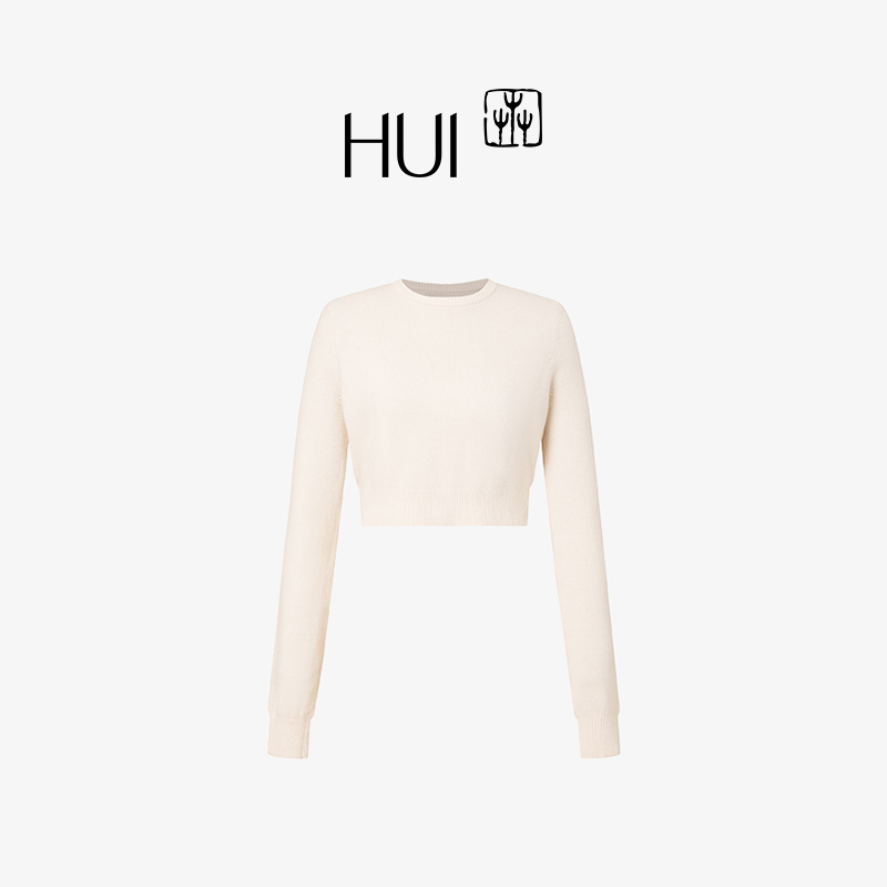 HUI卉长角苗纹苗绣绵羊毛针织衫