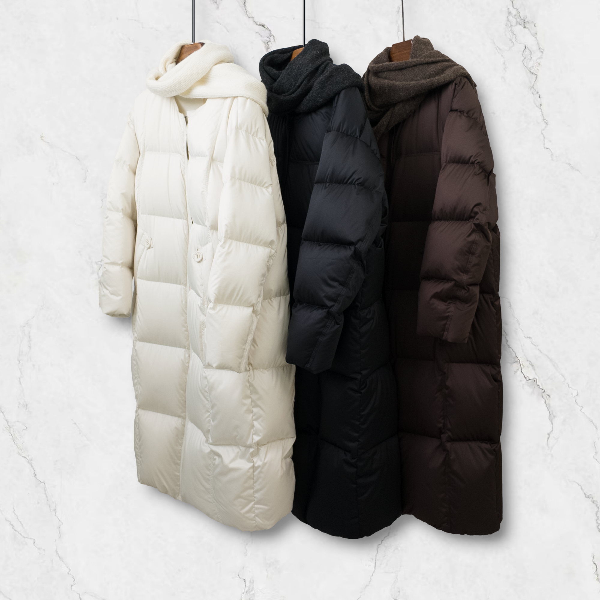 【夏天粉丝专享】简约H型长款极简贵气可拆卸围脖帽鹅绒服ZF892