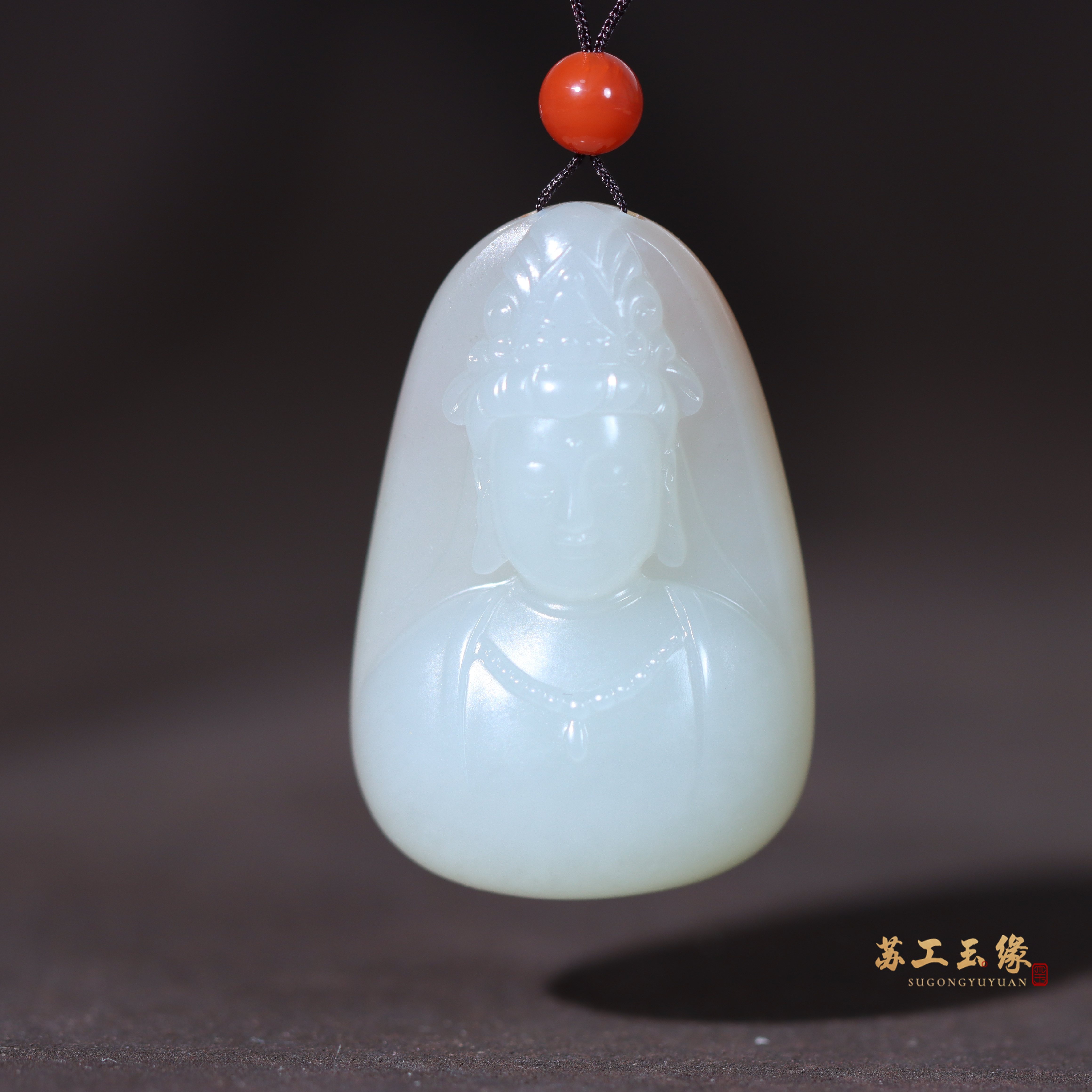苏工玉缘天然新疆和田玉籽料白玉红皮观音12.5克男士女士玉坠吊坠