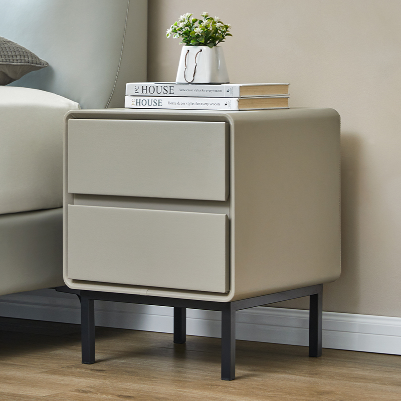 YNQQ实木皮质超窄简约现代床头柜