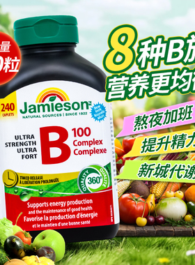 Jamieson健美生复合维生素B族240粒缓释天然vb男女代谢维生素b100