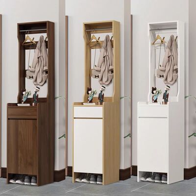 实木鞋柜挂衣架一体小户型玄关柜单门窄简约现代家用多功能收纳柜