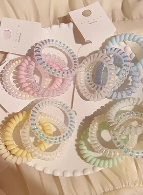 高质量电话线发圈夏季清新头绳可爱发绳耐用高颜值皮筋女扎头发饰