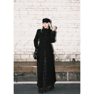 糯米子 韩系单排扣毛呢外套显瘦高级感气质呢子大衣 排扣大衣