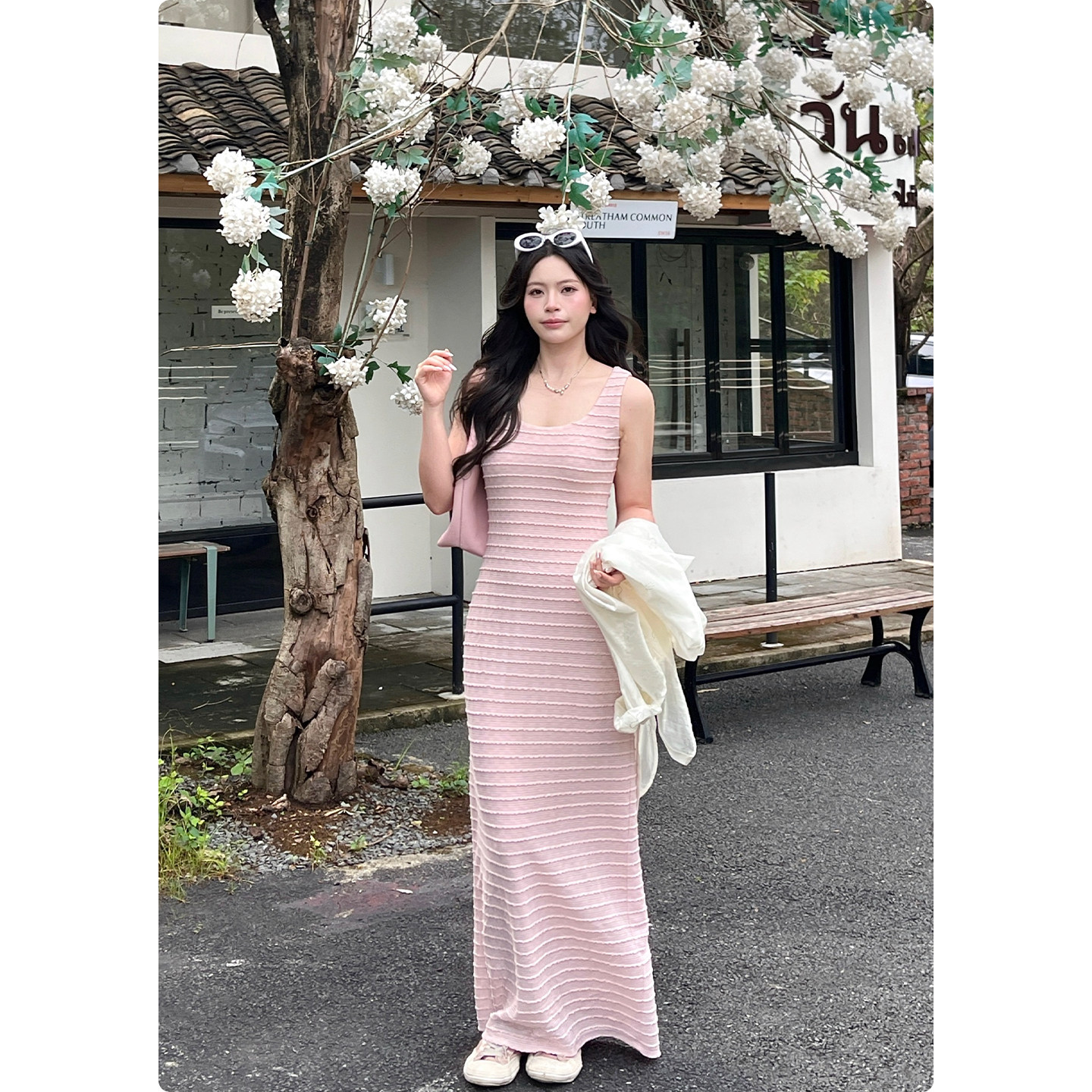 糯米子[卡戴珊肯豆裙]超好穿肌理连衣裙女夏收腰显瘦大码背心裙子