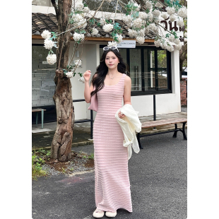 糯米子[卡戴珊肯豆裙]超好穿肌理连衣裙女夏收腰显瘦大码背心裙子