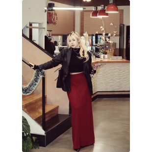 重要场合长裙 系带针织直筒半身裙冬天配大衣 糯米子 糯力派