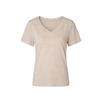 Glutinous rice Seed [Cold skin T] Mianmian Ice Super short-sleeved straight-shoulder V-neck T-shirt for women's summer slimming and waist-cinching large-sized women's top thumbnail 7